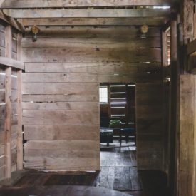 Interior of barn.