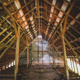 Interior rafters of barn.